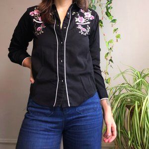 Gorgeous vintage western shirt XS retro rockabilly punk roses